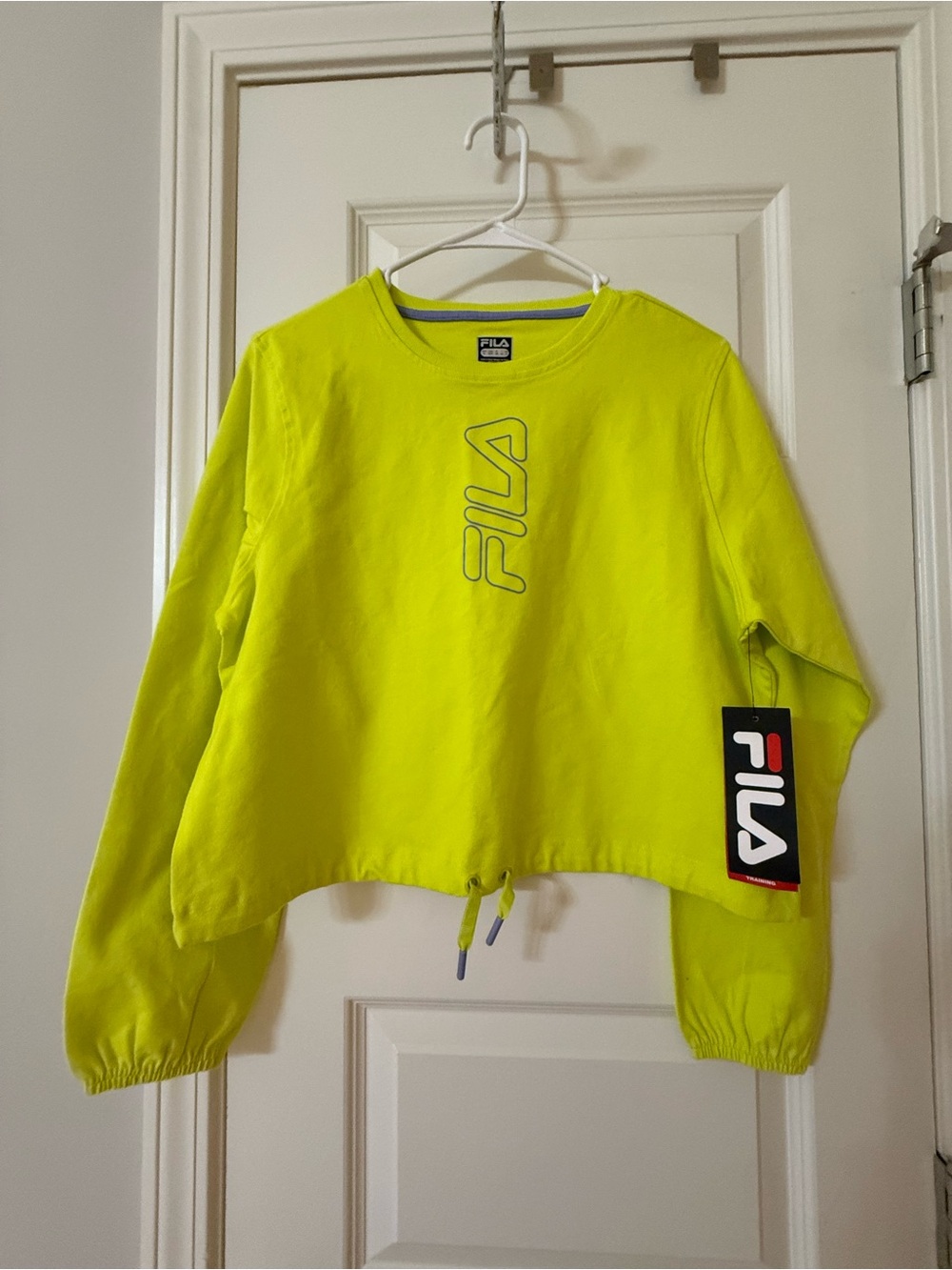 FILA Better Than Ever Pullover Neon Yellow Crop New With Tags - Size Medium